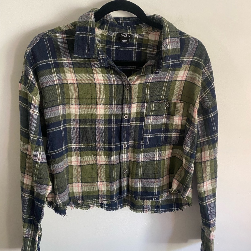 Rue21 Cropped Flannel Shirt Y2K Grunge